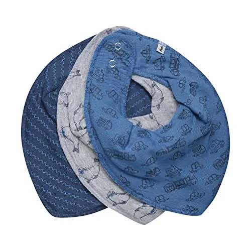 PIPPI Unisex Baby Bandana Bib Boy-AOP (3-Pack) dreieck Lätzchen, Vallarta Blue, One Size (3er Pack)