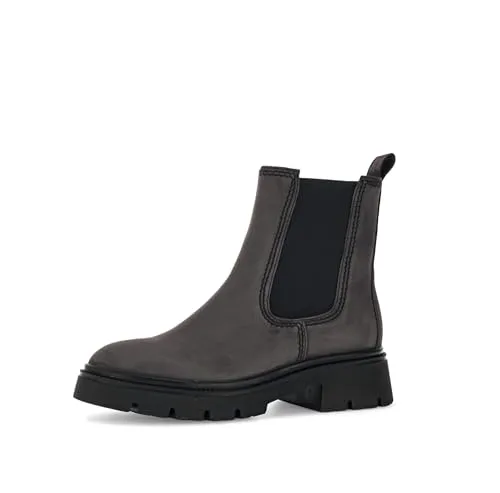 Gabor Chelsea Boot - Elegante Chelseaboots für Damen - Wanderschuhe - Stilvolle Chelsea Boots aus grauem Leder mit Reißverschluss, Wechselfußbett und warmem Futter für optimalen Komfort.