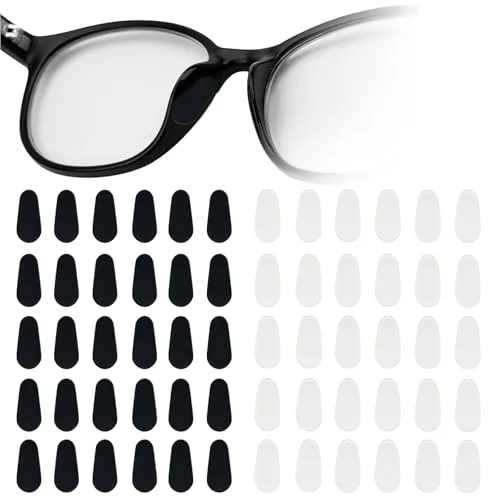 Paar Nasenpads Brille Selbstklebend,Anti Rutsch Brillenpads,Brillen Nasen pads Silikon für Vollrahmen Brillen & Sonnenbrillen(1 mm Transparent + Schwarz) 30