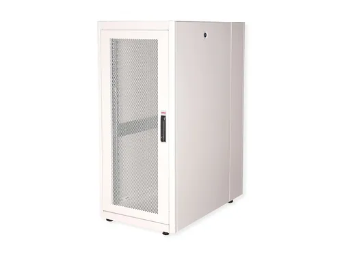 Roline Basic Netzwerkschrank 26U - Server-Zubehör mit perforierter Tür für optimale Belüftung, ideal für 600x1000 mm Platzbedarf und RAL 7035 in Hellgrau.