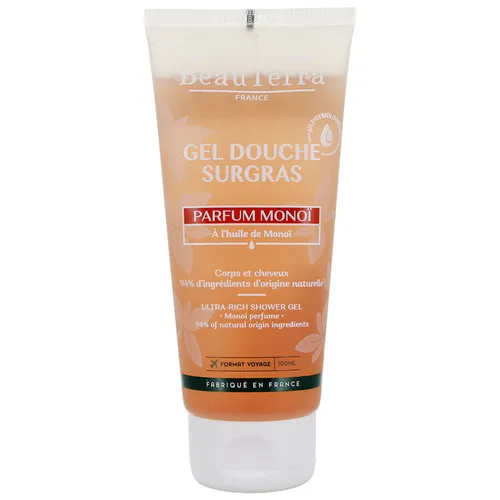 BeauTerra Rückfettendes Monoï Duschgel 100 ml ist ein Duschgel mit einer 2in1-Fo