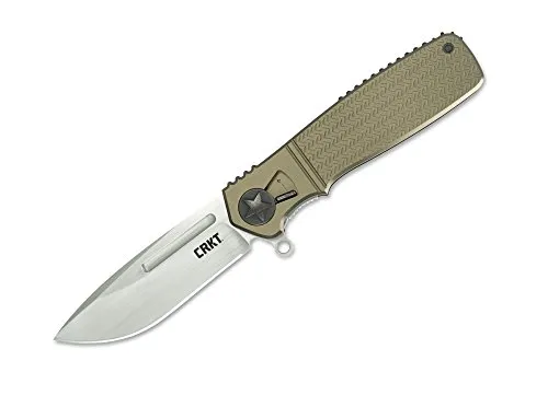 CRKT Homefront Taschenmesser Grün, 8,9 cm Klingenlänge - Taschenmesser mit Linerlock-Verschluss und Aluminiumgriff, ideal für Outdoor-Abenteuer und den täglichen Gebrauch.