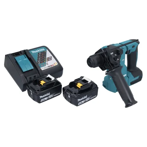 Makita DHR 183 RT Akku Bohrhammer 18 V - Schlagbohrmaschine mit 1,7 J Schlagenergie, inklusive 2x 5,0 Ah Akkus und Ladegerät – ideal für kabelloses Arbeiten und vielseitige Anwendungen.