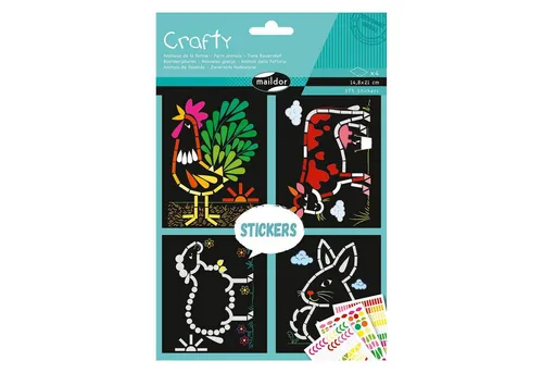 maildor Sticker Kreativset Tiere, 10x Sticker, 14,8x21 cm - Gestalten Sie mit diesem bunten Kreativset wunderschöne Bilder! Ideal für Kinder, um ihre Kreativität zu entfalten und Spaß beim Basteln zu haben.