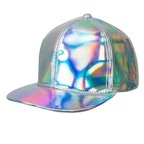 Boland 04297 - Basecap Holo, Silber, holografisch, verstellbare Größe, Cap, Kappe, Kopfbedeckung, Mütze, Rapper, Kostüm, Mottoparty, Karneval