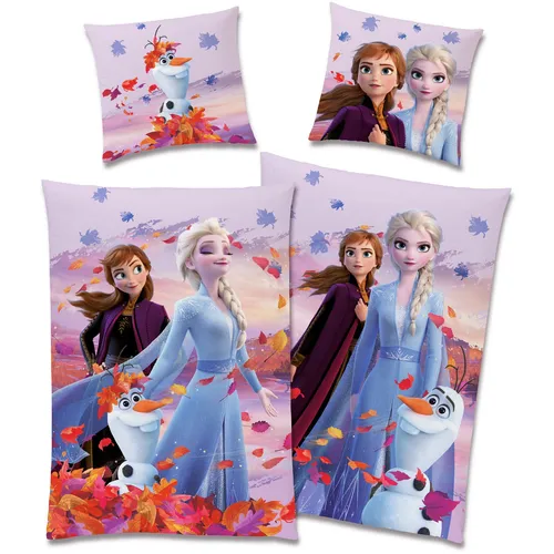 Frozen Bettwäsche Die Eiskönigin Dreamteam 135x200 cm - Bettwäsche-Set aus 100% Baumwolle mit ÖKOTEX STANDARD 100, wendbar und ideal für Kinderzimmer. Perfekt für Fans von Disney-Prinzessinnen!