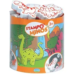 Stampo Minos Dinosaurier - Kreatives Stempelset mit 10 Stempeln und abwaschbarem Stempelkissen, ideal für kreative Lernmomente und Spaß beim Ausmalen