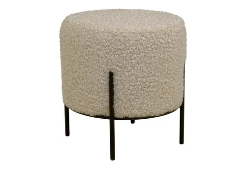 Pouf DROP ALFORD - Mobiler Sitzkomfort für jeden Raum - Hocker im skandinavischen Design, vielseitig einsetzbar als Sitzgelegenheit oder Fußhocker, mit kuscheligem Schaffell in grau-braun und stabilem schwarzen Beingestell.