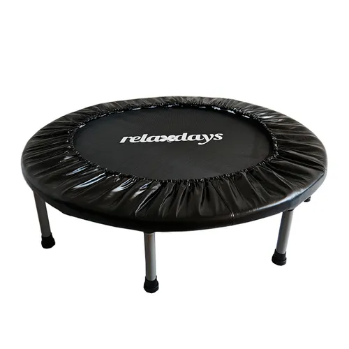 Relaxdays Indoor Trampolin, faltbares Minitrampolin Ø 95 cm, bis 100 kg - Ideal für ein effektives Ganzkörper-Workout: Das schwarze Indoor-Trampolin fördert Ausdauer und Koordination. Mit klappbarem Design und rutschfesten Füßen für sicheren Stand – perfekt für kleine Räume und spontanes Training.