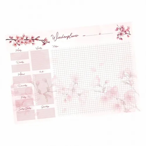 A3 Schreibtischunterlage Kirschblüte mit Wochenplaner todo Liste Papier 50 Blatt