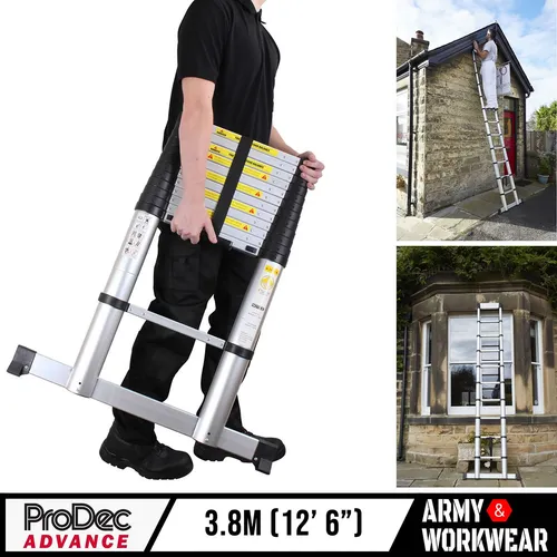 ProDec Advance Teleskopleiter 3,8 m Alu 12 Stufen, Click n Climb PRO