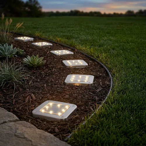 Solarlampe Edelstahl Steckleuchte 6er Set für den Außenbereich - Wetterfeste LED-Steckleuchte mit Erdspieß für Garten, Balkon oder Einfahrt. Energieeffizient und modern im Design, sorgt für stilvolle Beleuchtung in der Dämmerung.