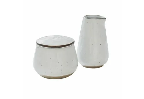 Mirabeau Geschirr-Set Zuckerdose und Milchkännchen Biarré weiß, Steinzeug