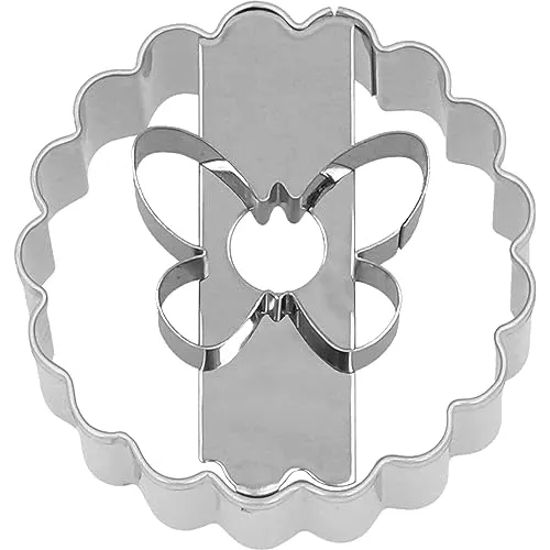 Birkmann, Linzer Schmetterling Ausstechform zum Ausstechen und Dekorieren von Plätzchen, Marzipan und Fondant, Edelstahl, spühlmaschinengeeignet, doppelseitig nutzbar, mit Banderole, Größe: 5 cm