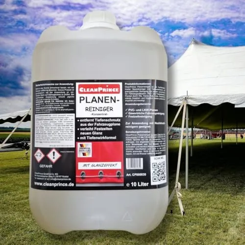 Liter CleanPrince Planenreiniger - Effektiver Planenreiniger für Sprüh- & Hochdruckanwendungen, entfernt tiefenwirksam Schmutz und bringt Festzelte zum Strahlen. Ideal für LKW und Busse.
