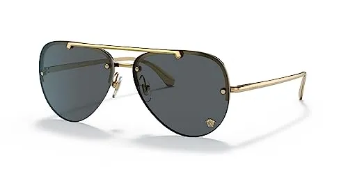 Versace VE2231 Damen-Sonnenbrille - Randlose Pilot-Sonnenbrille mit goldfarbenem Metallgestell und grauen Gläsern, ideal für einen eleganten Look in der Sonne.