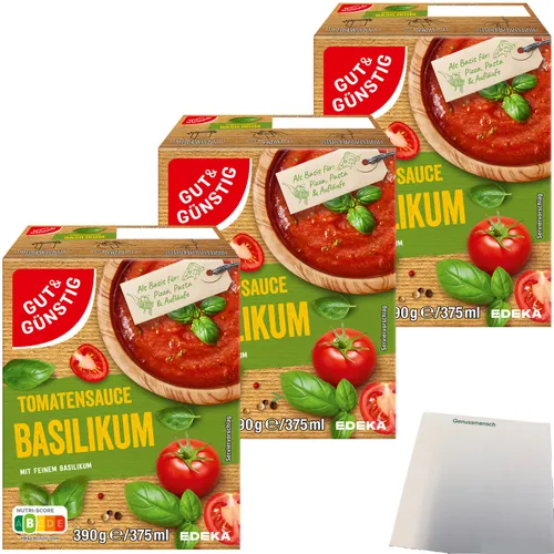 Gut&Günstig Tomatensauce Pastasauce Basilikum 3er Pack 3x390g Packung usy Block