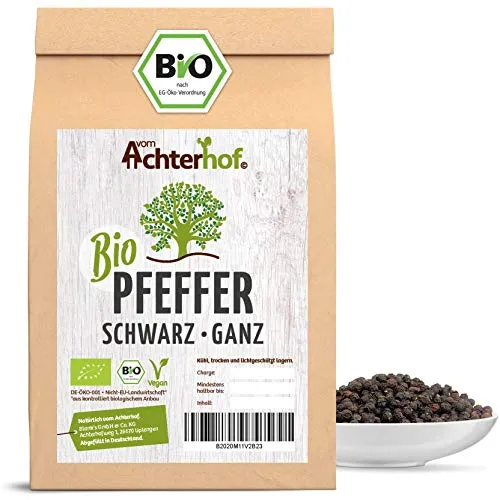 Pfeffer schwarz ganz BIO | 100g | Pfefferkörner schwarz für die Mühle | vom Achterhof
