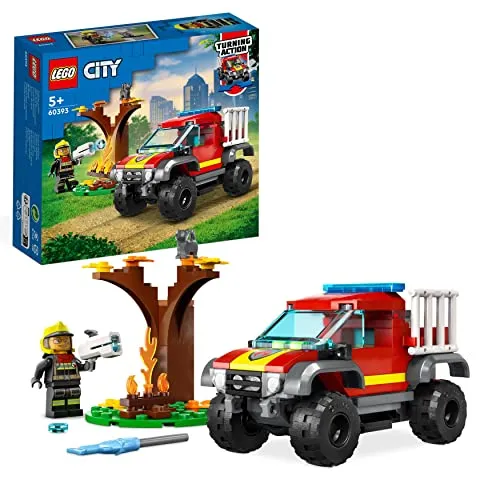 LEGO 60393 City Feuerwehr-Pickup Set - Bauspielzeugset für Kinder ab 5 Jahren, inklusive Feuerwehr-Minifigur und einem 4x4-Feuerwehrauto mit Wasserwerfer – ideal für aufregende Rettungsmissionen!