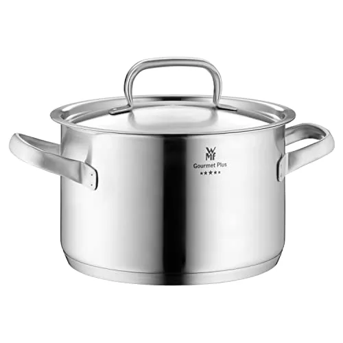 WMF Gourmet Plus Kochtopf 24cm - Hochwertiger Fleischtopf aus Cromargan Edelstahl, ideal für Induktion. Mit Dampföffnung im Deckel für kontrolliertes Kochen und optimaler Wärmeverteilung, 5,7l Volumen.