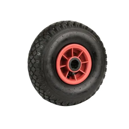 DOMINO Pneumatische Rad für Schubkarre 3.00-4, Schubkarrenrad Stahlrad Vollgummi, Durchmesser 260 mm Tragkraft 150kg, Ersatzrad Gummirad, Schubkarrenreifen, Kugellager, Schwarz