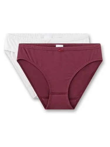 Sanetta Mädchen-Rioslip (Doppelpack) dunkelrot & weiß | Hochwertige und nachhaltige Unterhose für Mädchen aus Baumwoll-Mix.