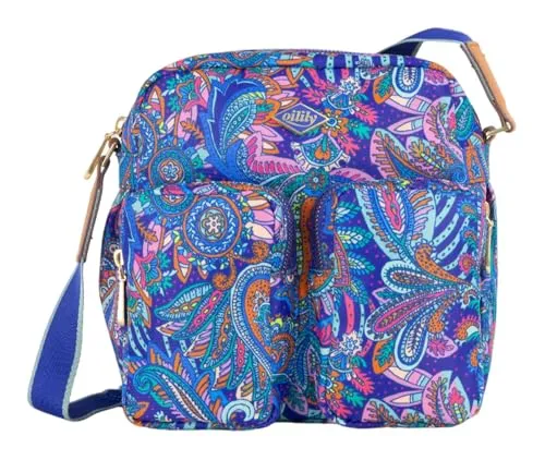 Oilily Sabo Shoulder Bag Everly Paisley - Spectrum Blue - Wickeltasche mit einzigartigem Design, vielseitig und funktional, ideal für stilbewusste Eltern. Maße: 20 x 21 cm.