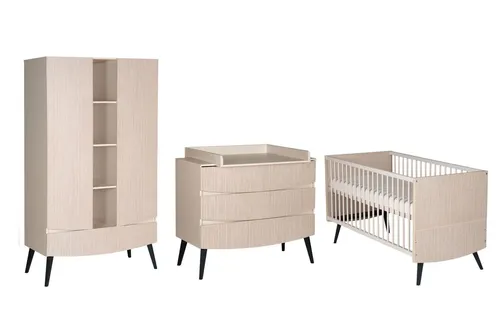 Set Kinderbett mit Umbauseiten, Wickelkommode & Kleiderschrank