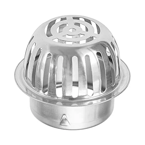 Edelstahlbalkon Bodenablauf, Fallrohrschutz, Dachrinnenschutz, Edelstahl Laubfanggitter, Dachrinnenschutz Verschlusskappe, für Dachrinne auf Garagen, Gewächshäuser, Wintergärten Ø98mm