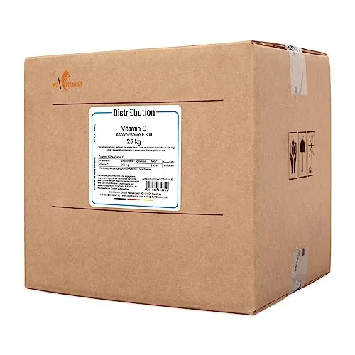 Vitamin C Pulver 25kg - Reine Ascorbinsäure E 300 - Vitamin C Präparate aus 100 % reiner Ascorbinsäure, vegan und ideal zur Unterstützung des Immunsystems, reduziert Müdigkeit und sorgt für mehr Energie.