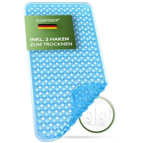 SilverRack Badewannenmatte 88x40 cm (Blau RAUTEN) in blau von SilverRack