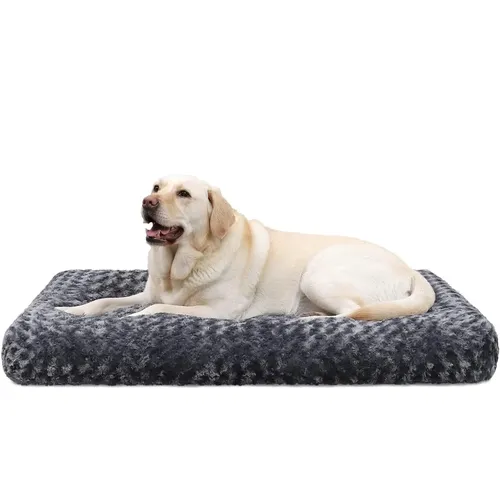 Hundebett für große Hunde 90x60cm, waschbar und flauschig in Dunkelgrau - Bequemes und pflegeleichtes Hundebett für große Hunde, ideal für einen erholsamen Schlaf und einfach zu reinigen.
