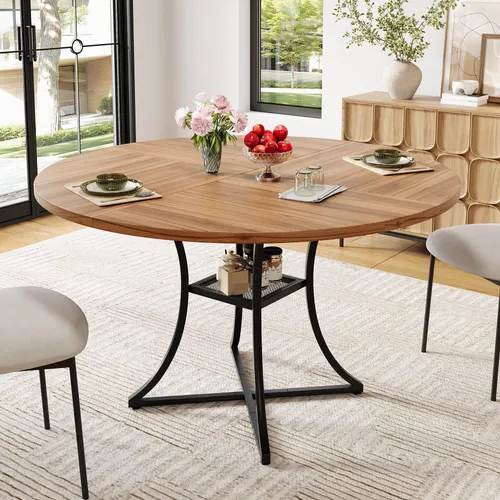 MODFU Esstisch rund 100×100 cm, Küchentisch mit Stauraum, modernes Design