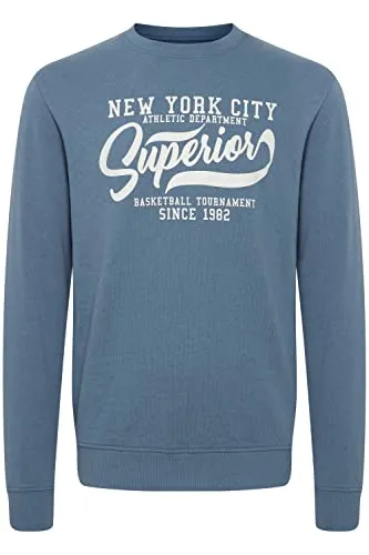 Indicode IDGalilero Herren Sweatshirt Pullover Sweater mit Rundhals-Ausschnitt Rippbündchen Baumwollmischung Regular fit, Größe:L, Farbe:China Blue (436)