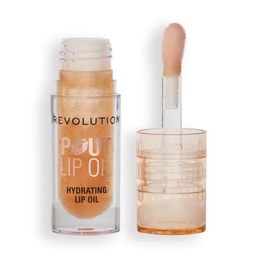 Revolution, Pout Lip Oil - Nährendes Tinted Lippenöl für Glanzvolle Lippen ohne Klebrigkeit, Vegan & Tierversuchsfrei, Honig Schimmer, 4 ml