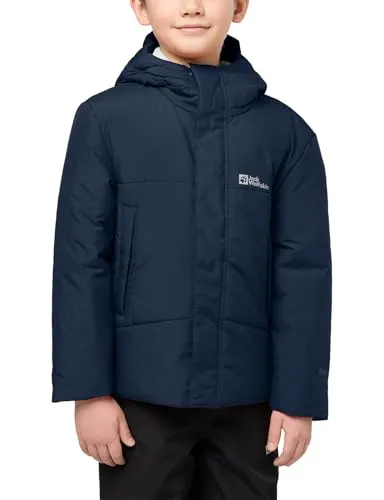 Jack Wolfskin Kid's Snowbear Jacket - Kunstfaserjacke für Kinder - Warme Funktionsjacke für Kinder in Blau, Größe 92; isolierend und mit Kapuze, ideal für Freizeitaktivitäten und kalte Tage.
