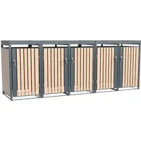 Westmann Mülltonnenbox Planta 5x 240 L Holzoptik - Außenanbau mit Pflanzdach, modern und dekorativ — die Mülltonnenbox Planta von Westmann versteckt Ihre Mülltonnen stilvoll und bietet zusätzlich Platz für Pflanzen.