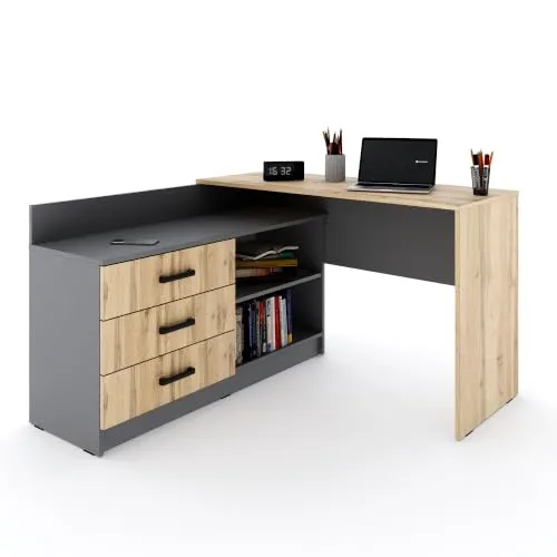 Marlux-Meble Eckschreibtisch Grau Matt