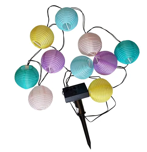 Provance Solar Lampionkette LED Lichterkette 10 bunte Lampions 2,4 m IP44 außen