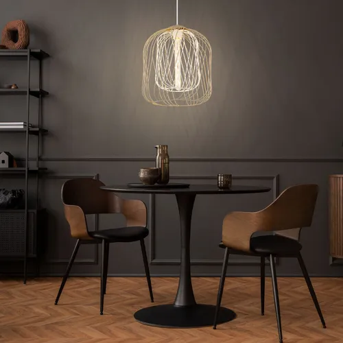 Pendelleuchte Hängelampe 35 cm, sandfarbenes Metall - Moderne Esszimmerlampe aus sandfarbenem Metall mit einem eleganten Metallgeflecht. Ideal für stimmungsvolle Beleuchtung und ein stilvolles Ambiente.