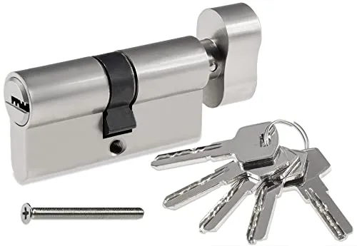 Schließzylinder mit Knauf Türschloss 30/30mm 60mm Zylinderschloss Profilzylinder inkl. 5 Sicherheits-Schlüsseln - 1 Set mit Zylinder, Schraube, 5x Schlüssel