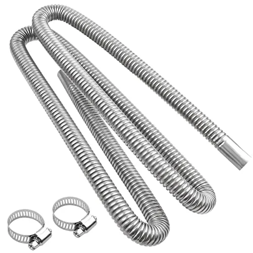 Abgasschlauch für Stromerzeuger 200 CM, JatilEr Edelstahl Auspuff - Hochwertiger Abgasschlauch aus Edelstahl, ideal für Dieselheizungen. Mit hervorragender Geräuschreduzierung und zwei langlebigen Klemmen für eine sichere Befestigung.