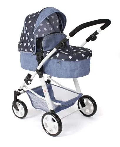 Bayer Chic 2000 Puppenwagen Nele - 2-in-1 Kombipuppenwagen - Modischer Puppenwagen mit umwandelbarer Babywanne, höhenverstellbarem Schiebegriff und sicherem 3-Punkt-Gurt. Ideal für Puppen bis 50 cm, fördert kreatives Spielen.