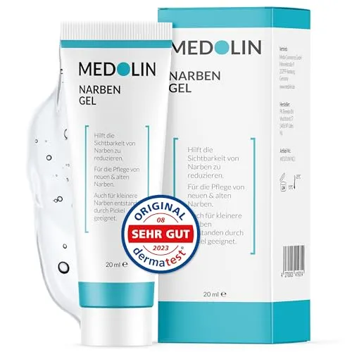 Medolin® Narbengel - Narbensalbe für schöne Haut - Medikamente bei Narben & Dehnungsstreifen, dermatologisch getestet mit 'sehr gut' für optimale Hautverträglichkeit und einfache Anwendung.
