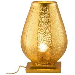 Marrakesch Orient & Mediterran Interior Stehlampe Manal - Elegante goldfarbene Stehlampe im orientalischen Design, ideal für stimmungsvolle Beleuchtung im Innenbereich. Höhe 37 cm, E27 Fassung, inklusive Elektrik.