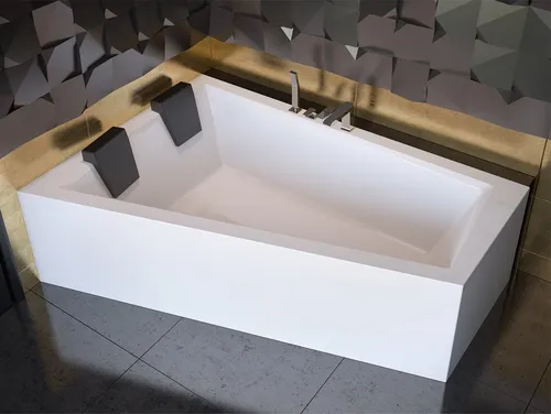 KOLMAN INTIMA Eckbadewanne 170x125 mit AcrylSchürze - Luxuriöse Eckbadewanne mit 267 Liter Fassungsvermögen, inkl. SET 4in1: automatischer Ablauf und Füße. Hergestellt in der EU aus verstärktem Acryl für Langlebigkeit und einfache Pflege.
