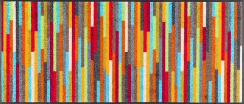 wash+dry Fußmatte Mikado Stripes 60x140 cm - Waschbar & Rutschfest - Fußmatte für innen und außen, hergestellt in Europa mit rutschfestem Nitrilgummi und pflegeleichtem Nylonflor. Ideal für Allergiker und Tierbesitzer, bis 60°C waschbar.