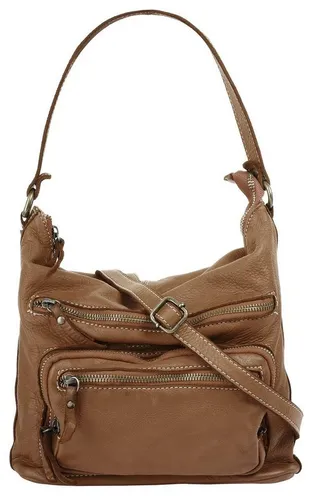 Cluty Shopper Damen 021134 cognac - Handtasche aus 100 % Rindleder, ideal für den Alltag mit viel Stauraum und praktischen Fächern für Smartphone, Schlüssel und mehr. Perfekte Größe: 26x25x8 cm, mit verstellbarem Schultergurt.