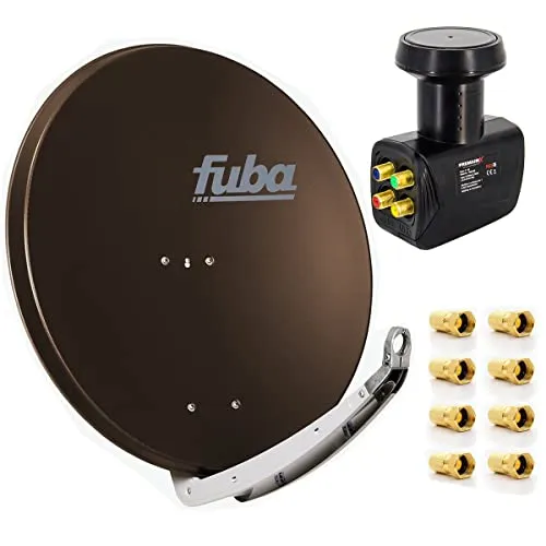 Fuba Sat-Anlage DAA 850 B Satellitenschüssel 85x85cm - Hochwertige SAT-Anlage mit 85 cm Aluminium-Schüssel, Quad LNB für 4 Teilnehmer, ideal für 4K und Full HD Empfang. Robuste Materialien sorgen für exzellente Signalqualität und Schlechtwetterreserve.