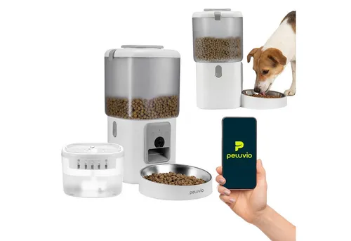 Peluvio Hunde-Futterautomat FEAST DOG, 2in1 Futterautomat+Trinkbrunnen/App+3MP Kamera/Notstrom